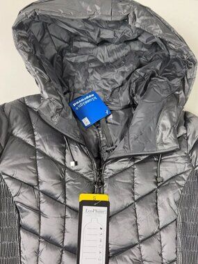 NWT!  BERNARDO Steel Gray Quilted Puffer Jacket w/Hood Sz XXL